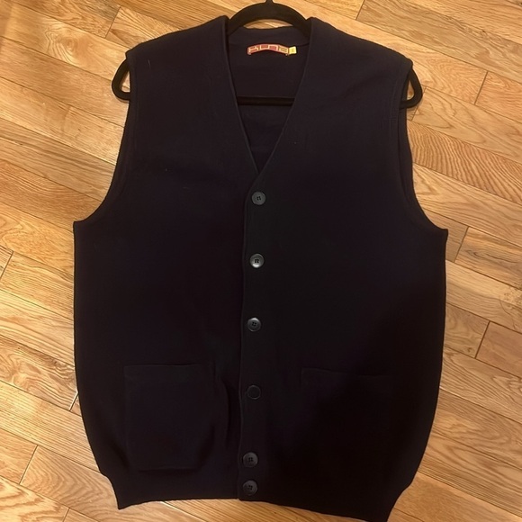 Kuna Alpaca Navy Blue V neck Button-Up Vest Cardigan with Pockets Size 1 Small - Picture 2 of 14